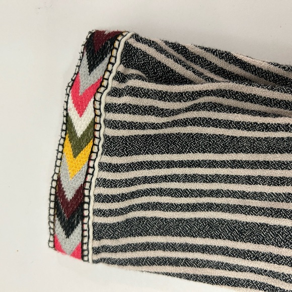 philosophy Striped Embroidered Bib tassel detail Long Sleeve Tunic Dress L - Picture 5 of 8